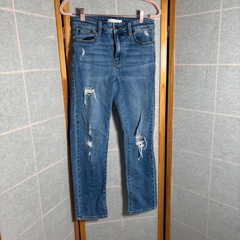 Eunina Womens Jeans Size 3 26W Nikki High Rise‎ Skinny Cigarette Distressed Blue